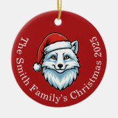 Personalized Santa Fox Ceramic Christmas Ornament  (Voorkant)