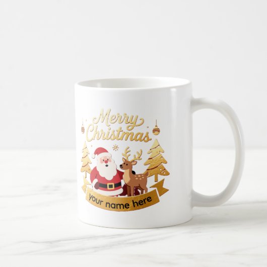 Personalized Santa & Reindeer Holiday Mug (Droite)