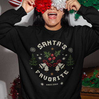 Personalized “Santa’s Favorite” Faux Knit Trui