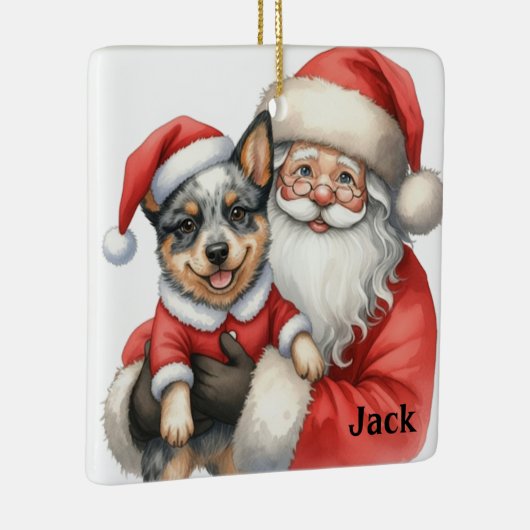 Personalized Santa with Australian Cattle Dog Keramisch Ornament (Rechts)