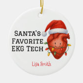Personalized Santa's EKG Tech Keramisch Ornament (Voorkant)