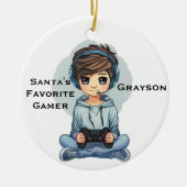 Personalized Santa's Favorite Video Gamer Keramisch Ornament (Voorkant)