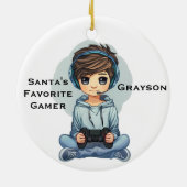 Personalized Santa's Favorite Video Gamer Keramisch Ornament (Achterkant)