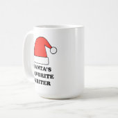 Personalized Santa's Favorite Writer Koffiemok (Voorkant links)
