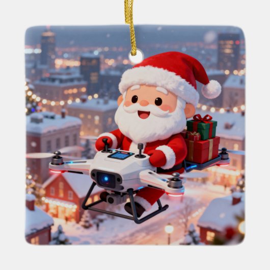 Personalized Santa's High-Tech Delivery Drone Keramisch Ornament (Voorkant)
