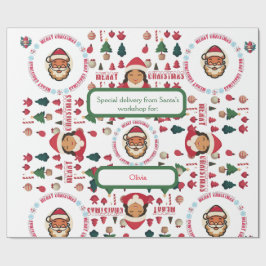 Personalized Santa's Workshop Christmas Gift Wrap Cadeaupapier