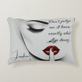 Personalized Sassy Quote Red Lips Beauty Glam Chic Accent Kussen