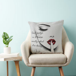 Personalized Sassy Quote Red Lips Beauty Glam Chic Kussen