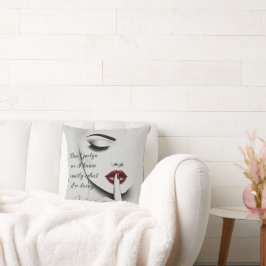Personalized Sassy Quote Red Lips Beauty Glam Chic Kussen
