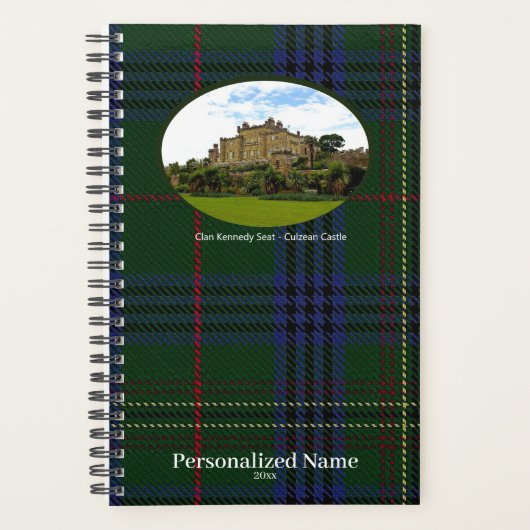 Personalized Scottish Clan Kennedy Tartan & Castle Planner (Voorkant)