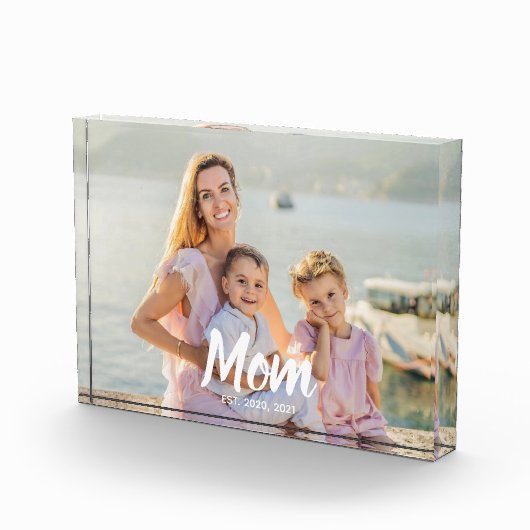 Personalized Script Mom Established Photo Keepsake Fotoblokken (Rechts)