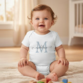 Personalized Script Name Monogram Baby Blue Romper