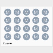 Personalized Script Name Monogram Dusty Blue Ronde Sticker (Vel)