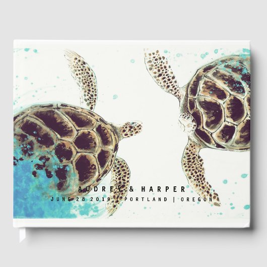 © Personalized Sea Turtle Love Mariage livre d'or (Recto)