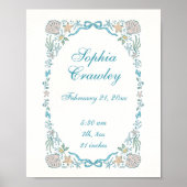 Personalized Seashells Ribbon Birth Info Poster (Devant)