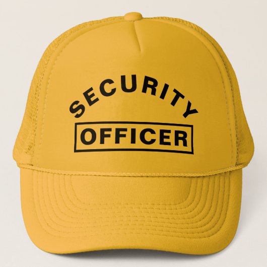 Personalized SECURITY OFFICER Text StatementYellow Trucker Pet (Voorkant)
