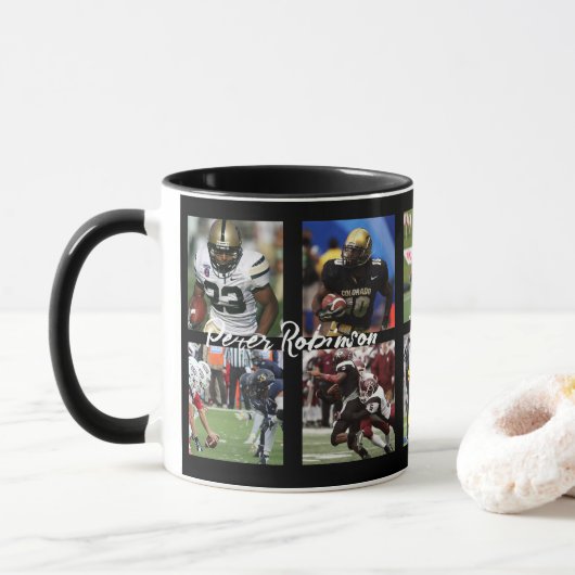 Personalized Senior Night Football Photo Keepsake Mok (Met donut)