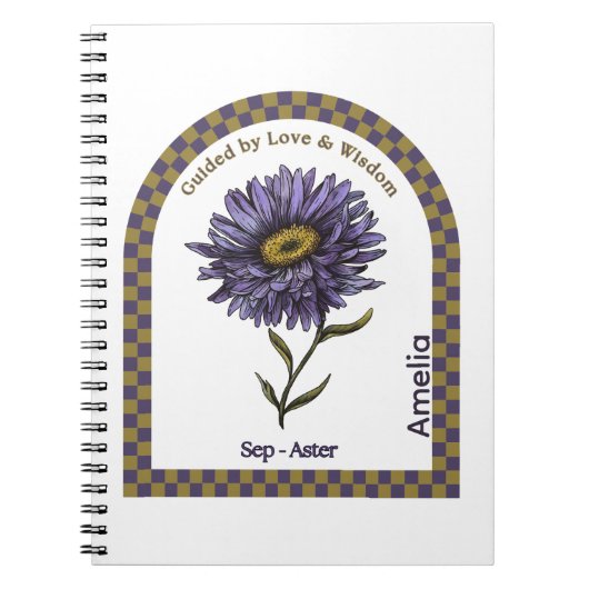 Personalized September Birth Month Flower Notebook Notitieboek (Voorkant)