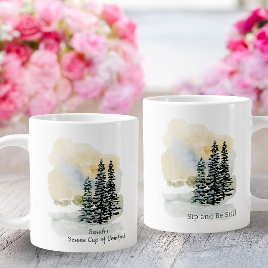 Personalized Serene Sip & Be Still Mug | Watercolo Extra Grote Beker