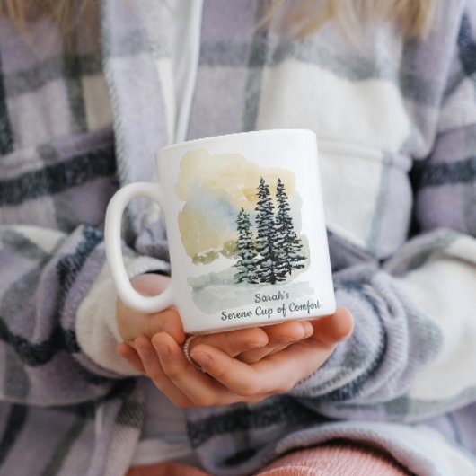Personalized Serene Sip & Be Still Mug | Watercolo Extra Grote Beker