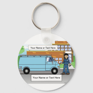 Personalized Service Van Blue - Female Cartoon Sleutelhanger
