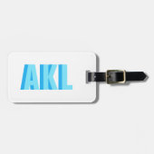 Personalized Shadow Monogram Pastel Blue Custom Bagagelabel (Voorkant horizontaal)