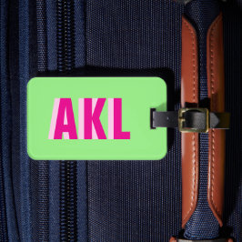 Personalized Shadow Monogram Pink Green Custom Bagagelabel
