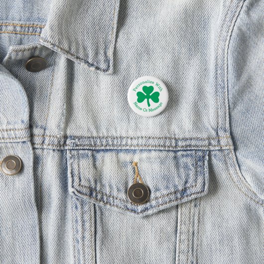 PERSONALIZED Shamrock St Patricks Day Ronde Button 3,2 Cm (In situ)