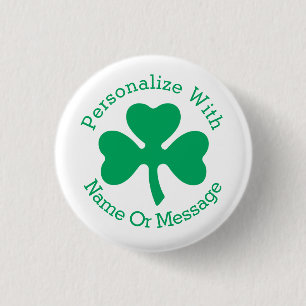 PERSONALIZED Shamrock St Patricks Day Ronde Button 3,2 Cm