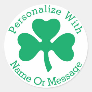 PERSONALIZED Shamrock St Patricks Day Ronde Sticker
