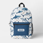 Personalized Shark Pattern Backpack for Boys Bedrukte Rugzak (Voorkant)