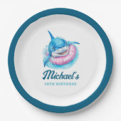 Personalized Shark Pool Party Papieren Bordje (Voorkant)