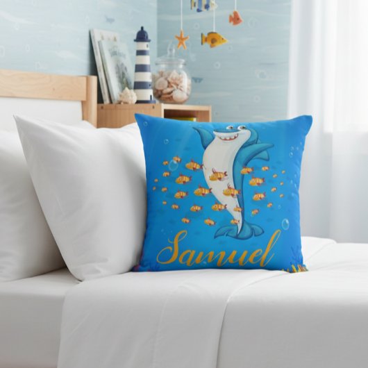 Personalized Shark Theme Throw Pillow Kussen