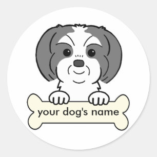 Personalized Shih Tzu Ronde Sticker