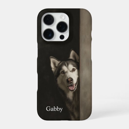 Personalized Siberian Husky Portrait iPhone Hoesje (Achterkant)