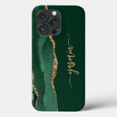 Personalized Signature Emerald Green Gold Agate Case-Mate iPhone Case (Achterkant)