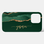 Personalized Signature Emerald Green Gold Agate Case-Mate iPhone Case (Achterkant (horizontaal))