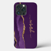 Personalized Signature Purple Gold Agate Case-Mate iPhone Case (Achterkant)