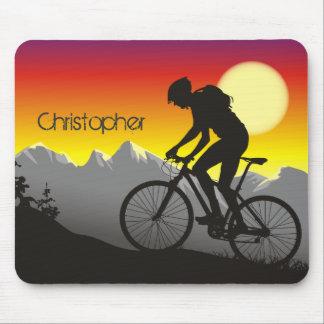 Personalized Silhouette Mountin Bike Mousepad Muismat