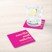 Personalized Simple Modern Minimal Mono Wedding  Vierkante Kartonnen Onderzetter (Insitu)