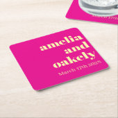 Personalized Simple Modern Minimal Mono Wedding  Vierkante Kartonnen Onderzetter (Schuin)