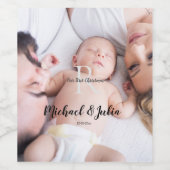 personalized simple monogram name first christmas  wijn etiket (Enkel label)