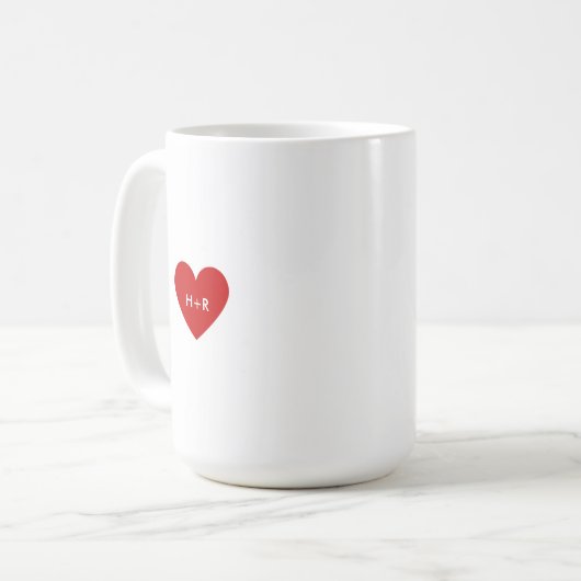 Personalized Simple Red Heart Koffiemok (Voorkant links)