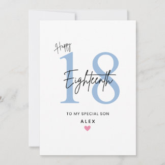 Personalized Simple Son 18th Birthday Card Kaart