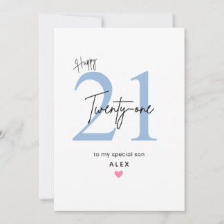 Personalized Simple Son 21st Birthday Card Kaart