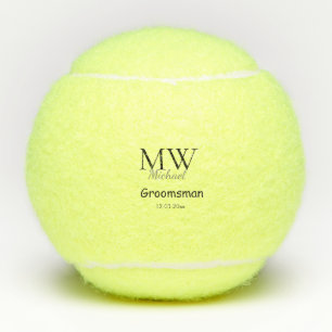 personalized singgram name groomsman minima tennisballen