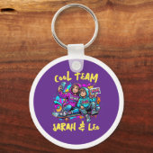 Personalized Skater Mom & Son Graffiti Keyring Sleutelhanger (Voorkant)
