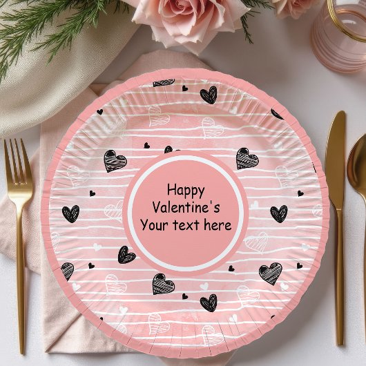 Personalized Sketch Hearts Valentine Tablescape   Papieren Bordje