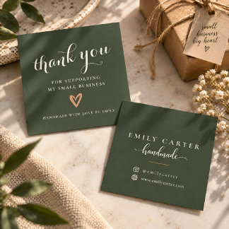 Personalized Small Business Thank You Square Card Vierkante Visitekaartje