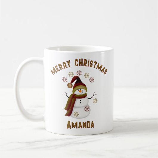 Personalized Snowman Christmas Koffiemok (Links)